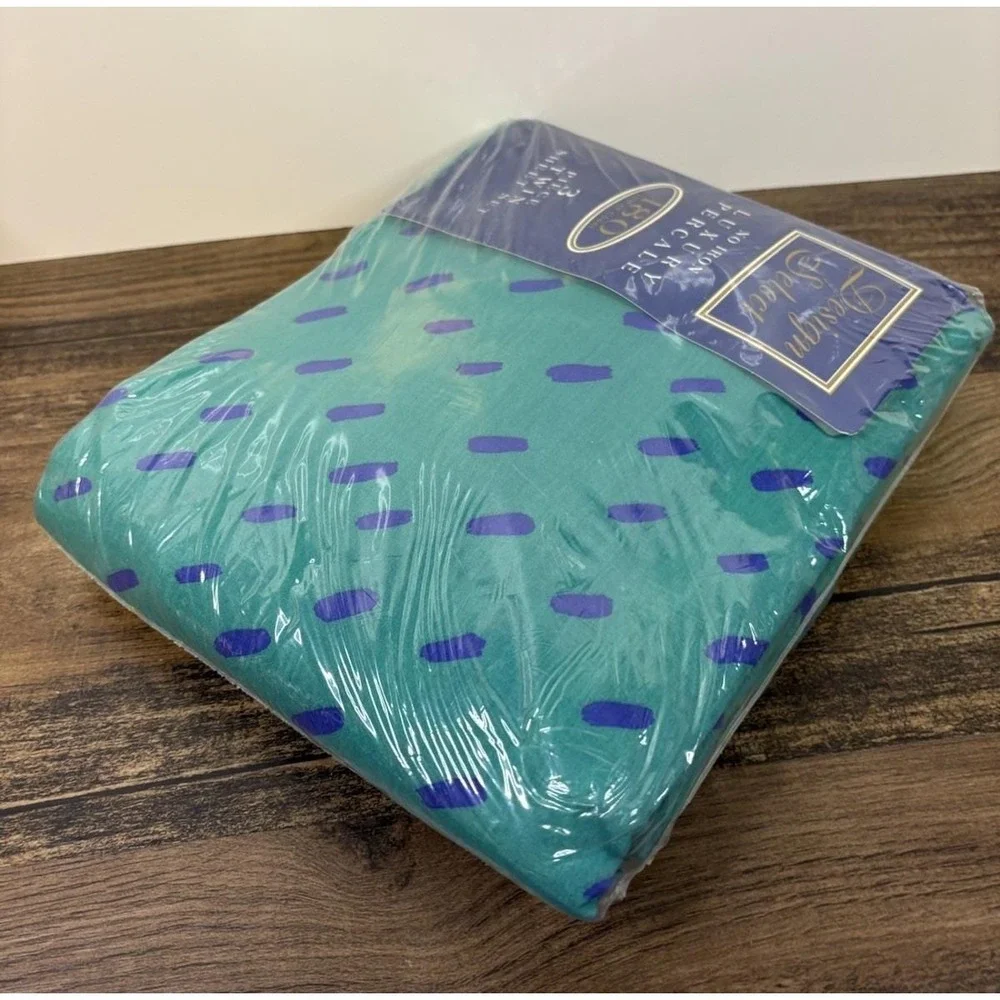 Vintage Design Select 3 Piece Twin Bed Sheet Set 180 Thread Count Green Blue